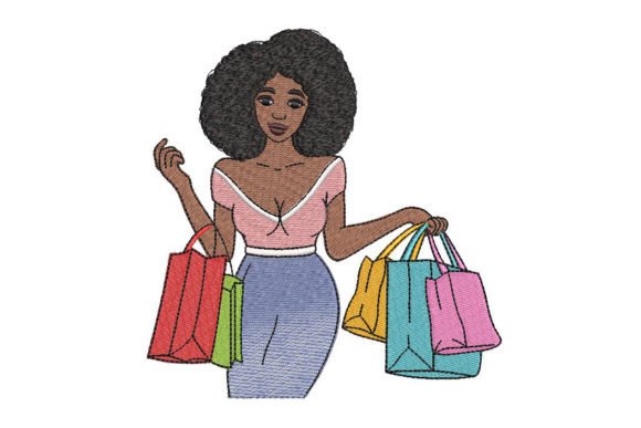 African Woman Shopping. Black Beauty