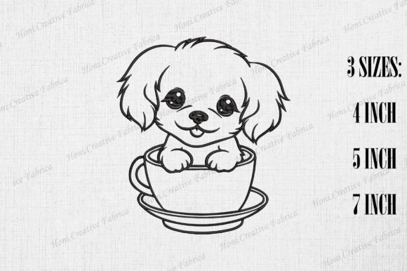 Cute Maltese Dog in Coffee Cup: A Playful Embroidery Design for Boutique Projects